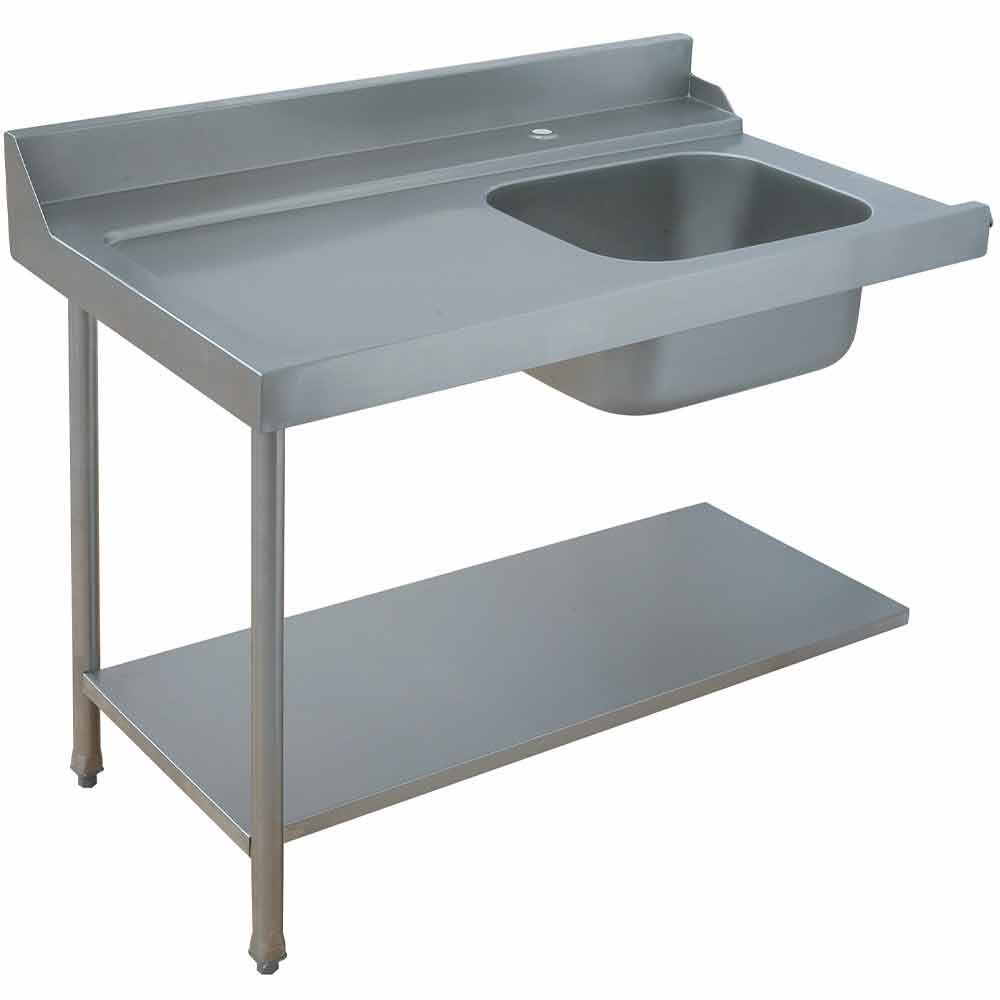 Forvaskebord til venstre side – 1200 x 715 mm – m. vaskekumme