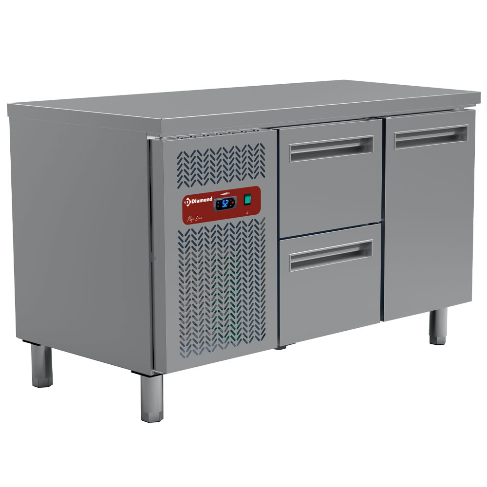 Profi Line Kølebord – 1 Dør & 2 Skuffer – R290 - B1350 x D700 x H880/900 mm