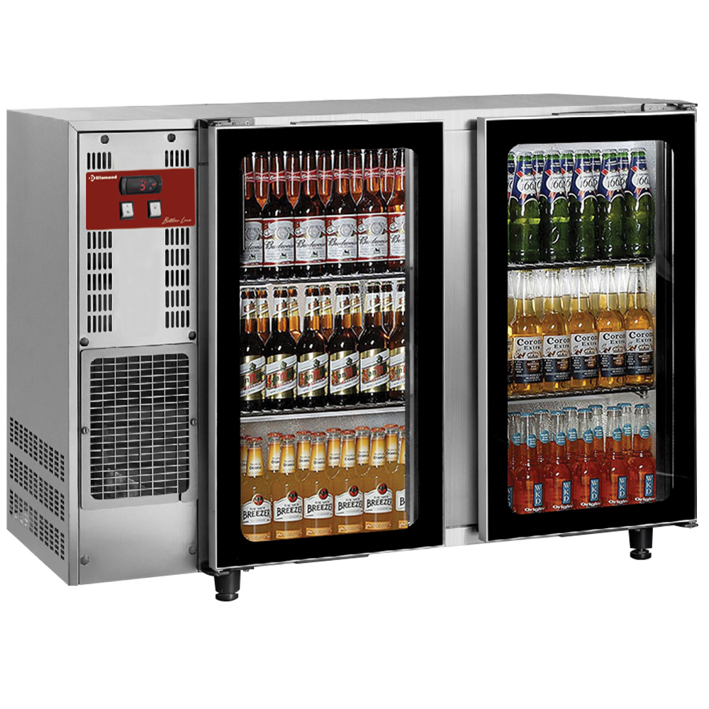 Back Bar Køleskab i Rustfrit Stål – 2 Glasdøre – 375L – 0,35 kW / 230V