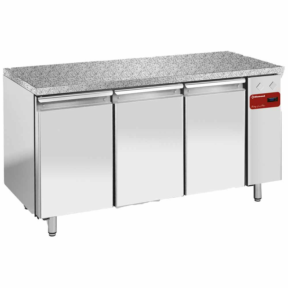 Kølebord med Granitplade EN 600x400 – 3 Døre – Uden Motor (Centralkøl)
