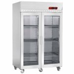 Ventileret Industrifryser 1400 Liter med 2 Glasdøre – GN 2/1 – På Hjul