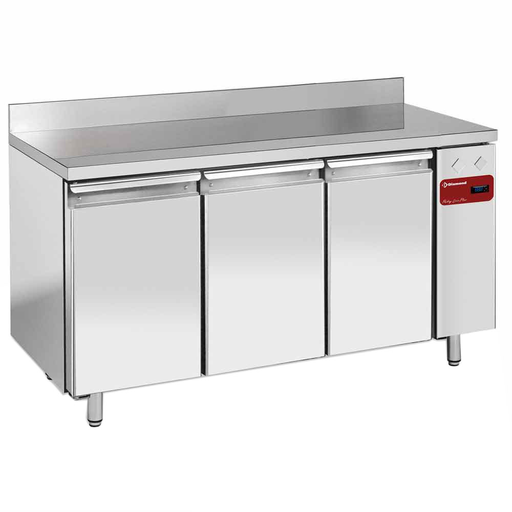 Frysebord med Stænkkant – 3 Døre GN 1/1 – Uden Motor (Centralkøl) – 1590 mm