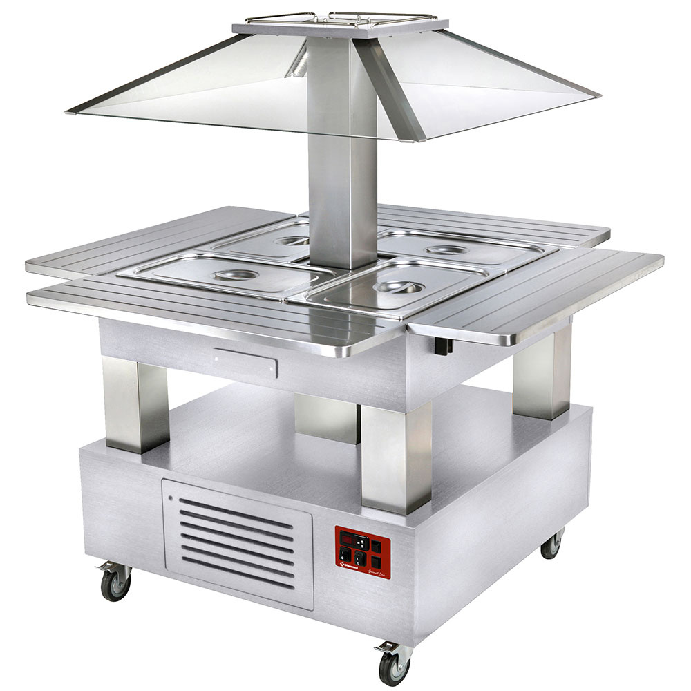 Luksus Ø-Varmbuffet i Hvidt Træ – 4x GN 1/1 – Bain-marie (+20° til +90°C)
