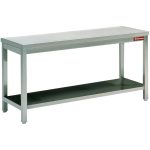 Rustfrit stålbord med underhylde – 800 x 700 mm – AISI 441