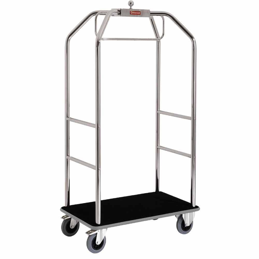 Bagagevogn og Garderobevogn i Krom – Sort Tæppe & Bremser – 986 x 590 mm
