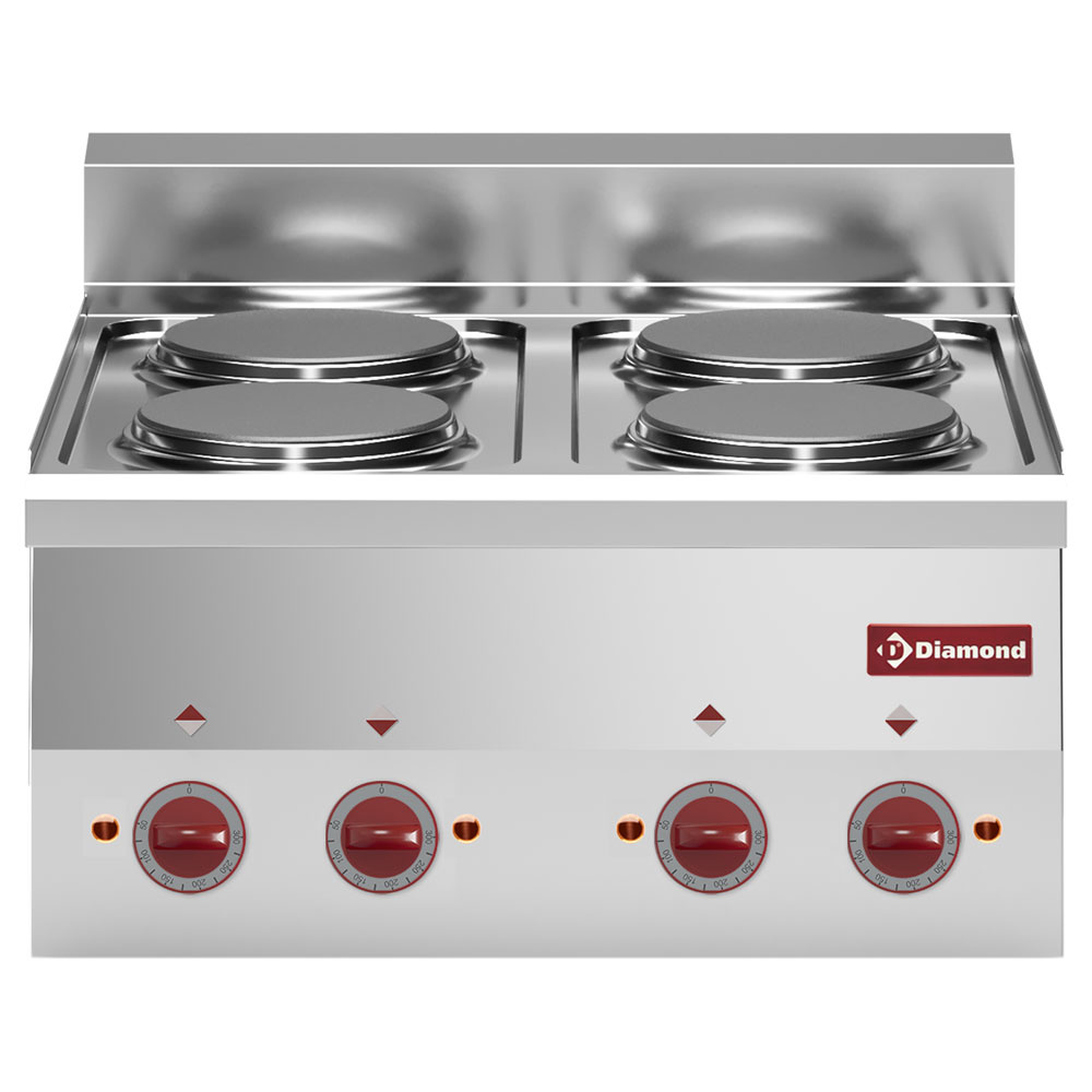 Elektrisk kogeplade 4 zoner – PRO 600 EVO – 600 mm – 8 kW – rustfrit stål