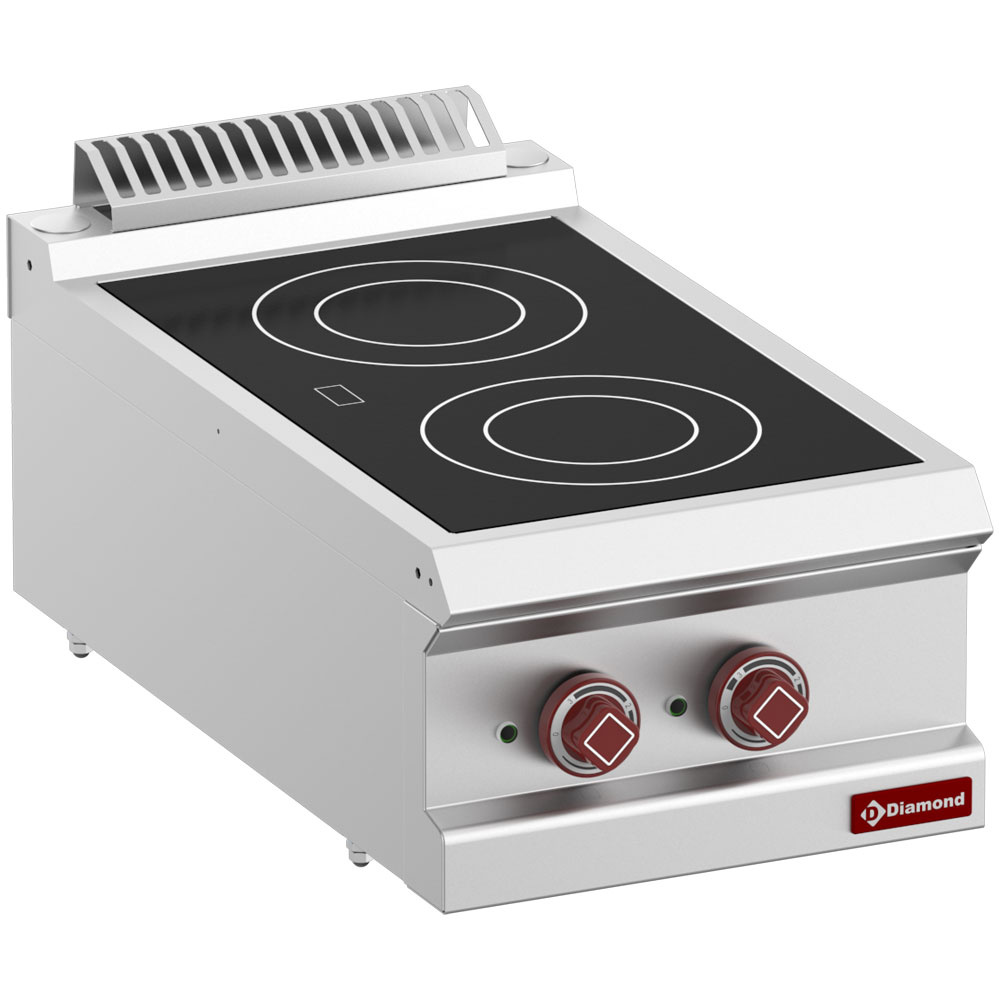 Glaskeramisk komfur med 2 zoner – Bordmodel – 400 mm – 4,3 kW – AISI 304 rustfrit stål