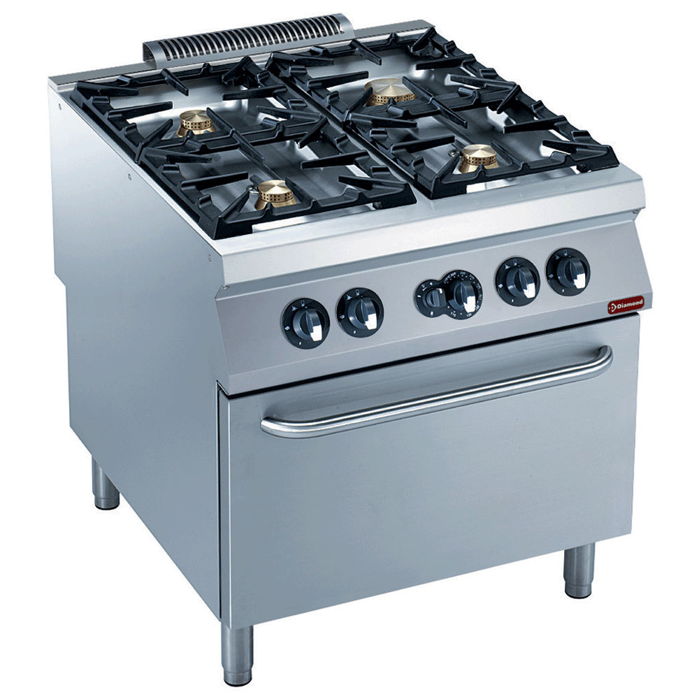 Gaskomfur m. 4 brændere – Gasovn GN 2/1 – 36,5 kW – Flower Flame – AISI 304 – 800 mm