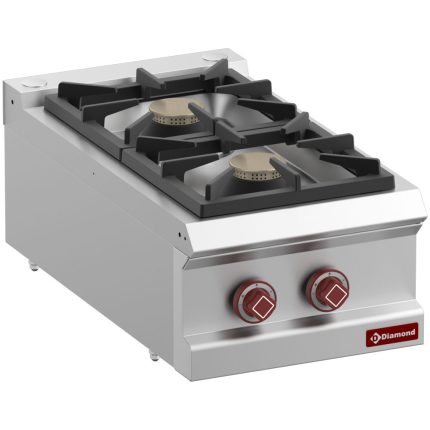 Gaskomfur 2 blus – Bordmodel – 400 mm – 12040 kcal/h – rustfrit stål
