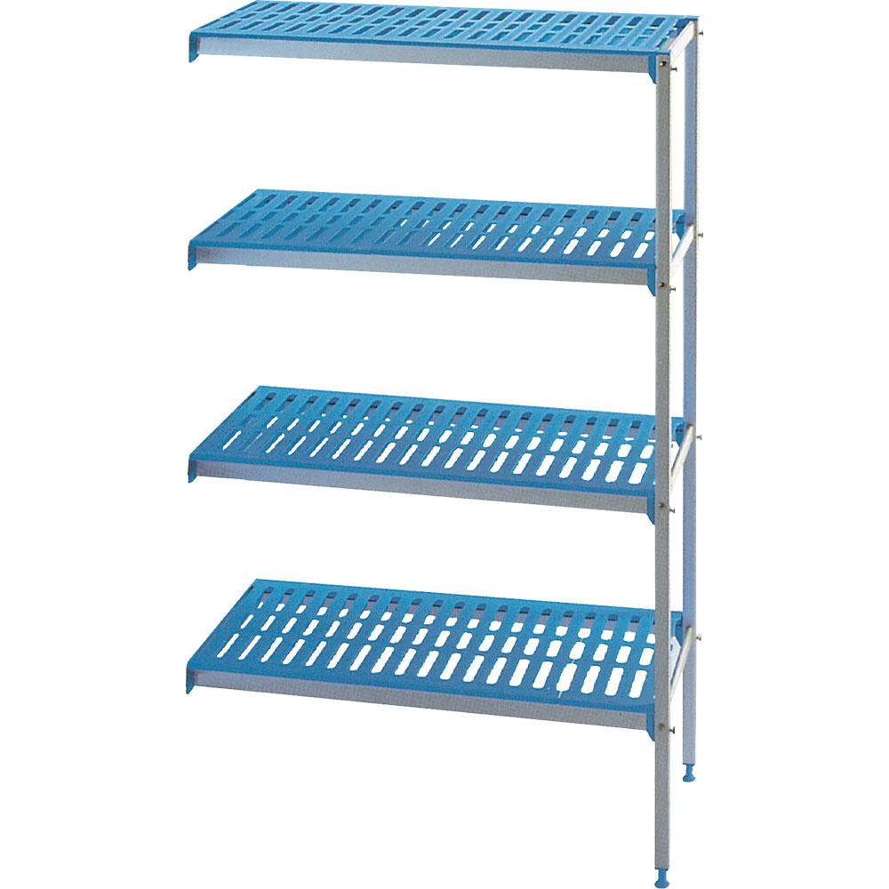 Hjørnereol i aluminium "Modulær" – 4 niveauer – 745 x 400 x 1750 mm