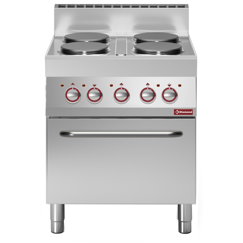 Elektrisk komfur Alpha 650 – 4 kogeplader og GN 1/1 konvektionsovn - B700 x D650 x H850/950 mm