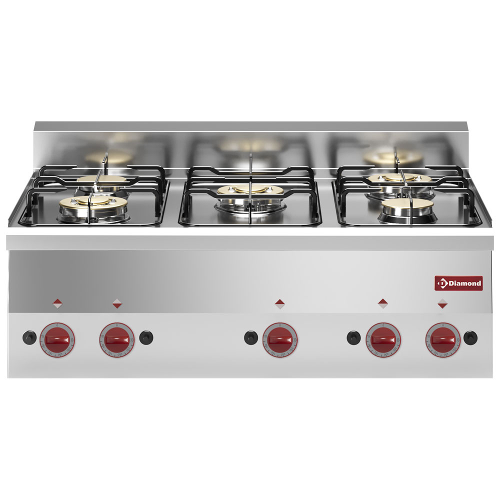 Gaskomfur 5 blus – PRO 600 EVO – 900 mm – 14.965 kcal/h – rustfrit stål