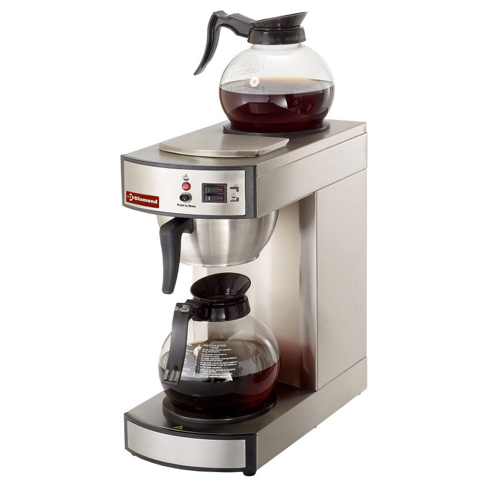 Automatisk Kaffemaskine – 2 Varmeplader – Direkte Vandtilslutning – Inkl. 2 Glaskander
