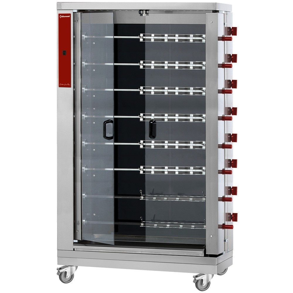 Vitrokeramisk Kyllingegrill 110 cm – 8 spyd (48 kyllinger, El, AISI 304)