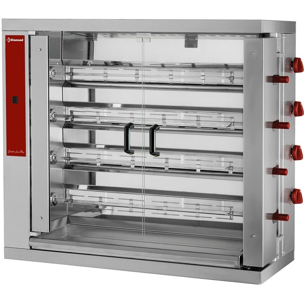 Gas-Kyllingegrill 110 cm – 4 spyd (24 kyllinger, AISI 304 stål)