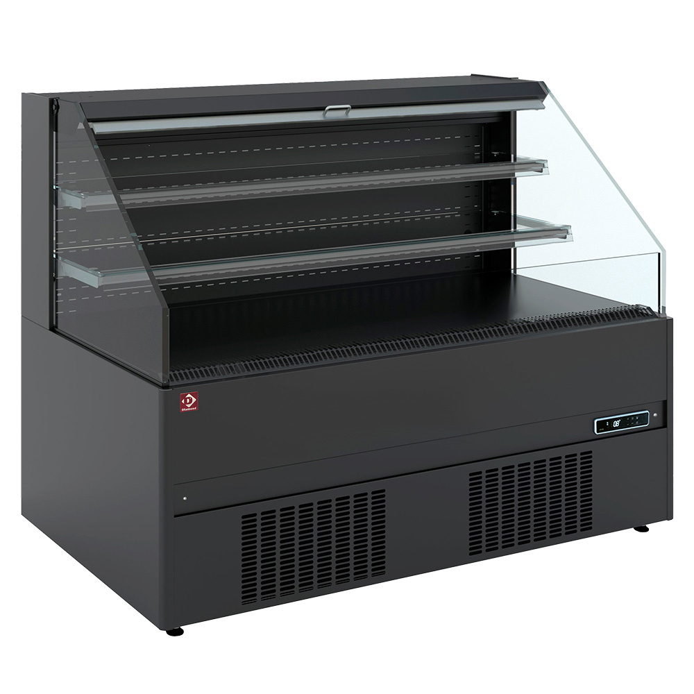 Åben impulskøler – Sort – Lav model m/natgardin - B1940 x D902 x H1150 mm