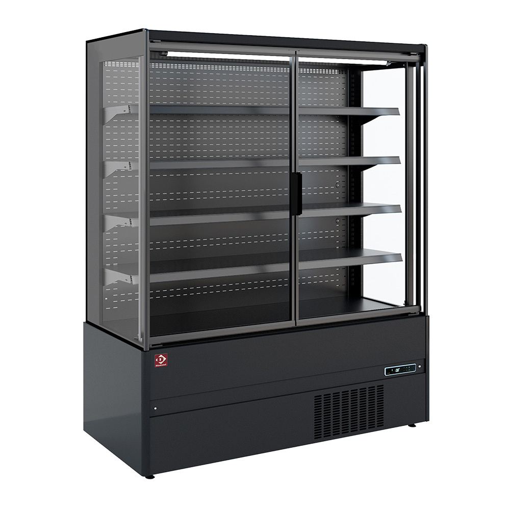 Vægkøler med 2 glasdøre – Sort – Thermopane® Panoramisk - B866 x D665 x H1920 mm