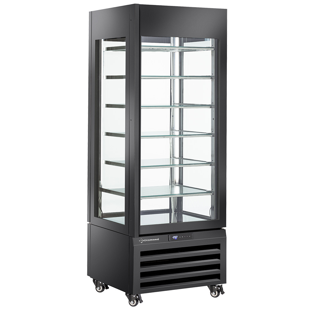 Eksklusiv Iskremvitrine "FULL Glazed" – 440 L – Sort – B700 x D650 x H1900 mm