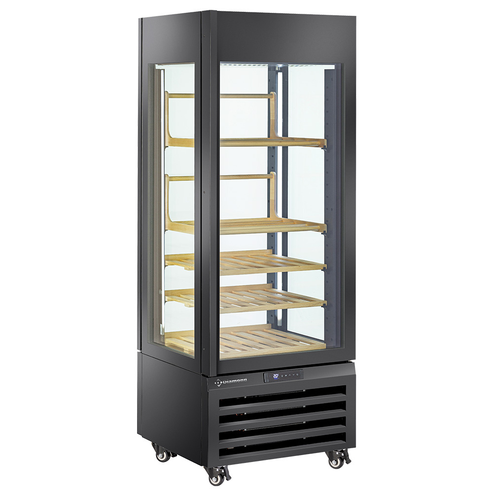 Vinkøleskab m. Træhylder – 440 L – Sort – Energiklasse A - B700 x D650 x H1900 mm