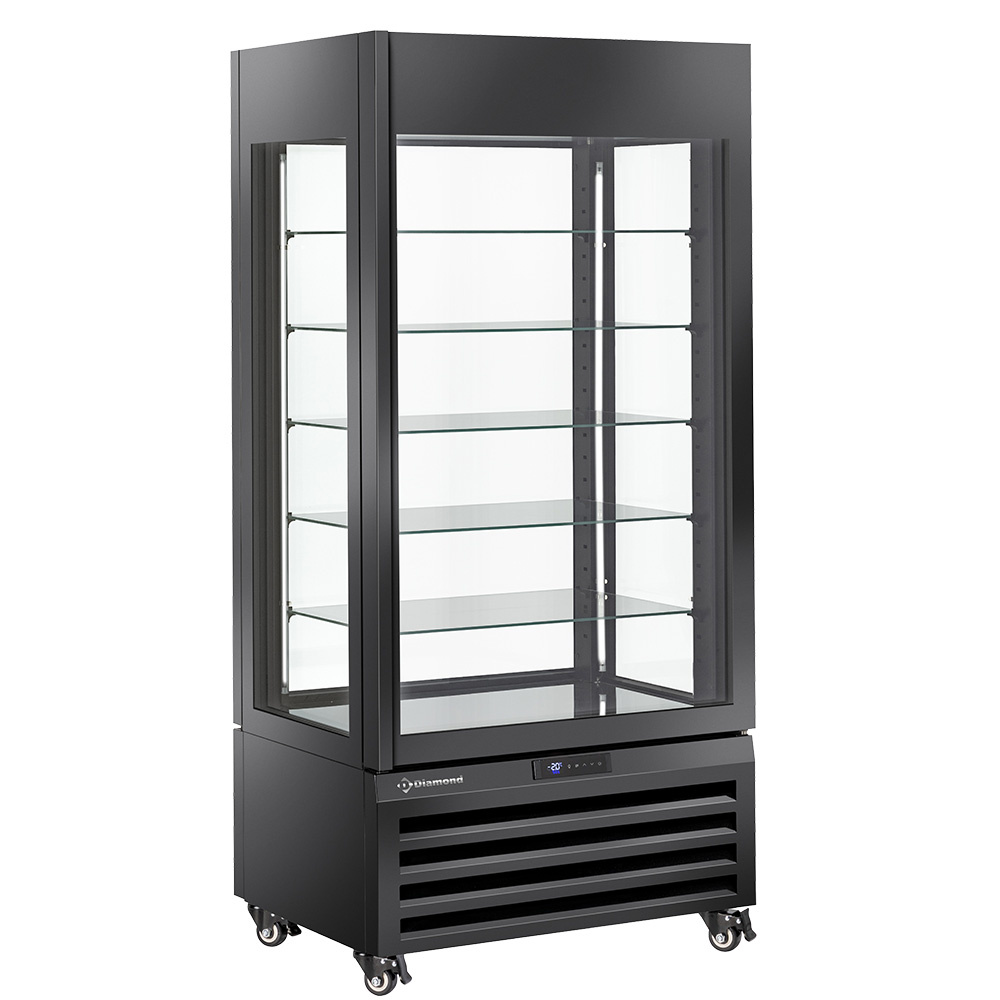 Konditorvitrine – 600 L – Sort – Energiklasse A – B900 x D650 x H1900 mm