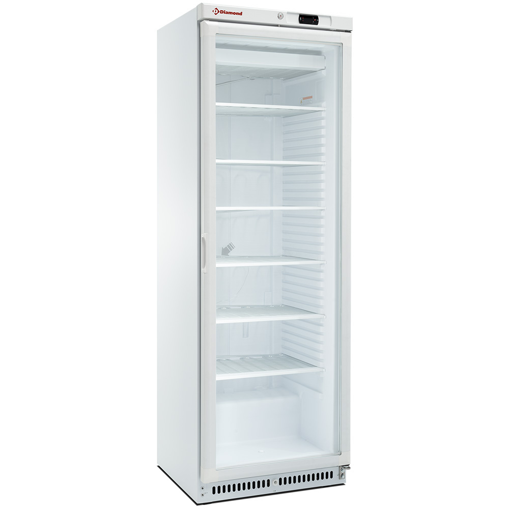 Displayfryseskab 400 Liter m. Glaslåge – Hvid Skinplate – LED - B620 x D675 x H1860 mm