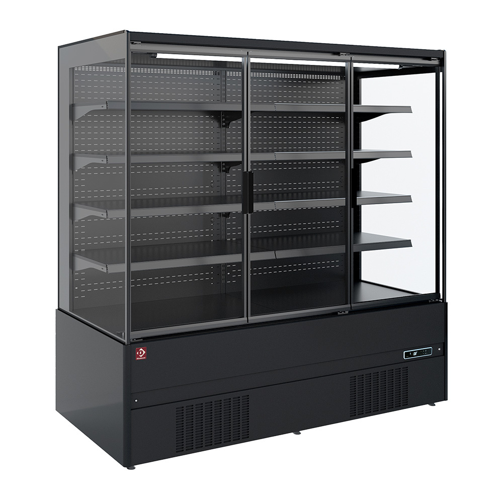 Vægkøler med 2 glasdøre – Sort – Energiklasse C – Dybt design - B866 x D852 x H1920 mm