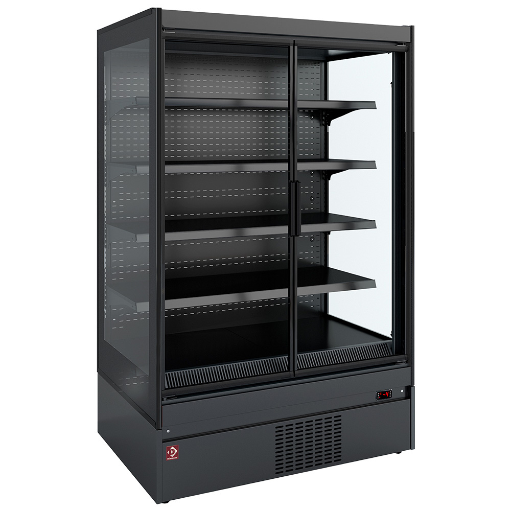 Vægkøler med 3 glasdøre – Sort – Ekstra dybde – LED belysning - B1975 x D898 x H2040 mm