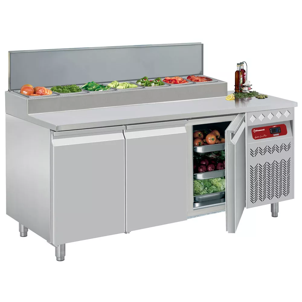 Koldjomfru 405 L – 3 Døre & Køletop (7x GN 1/6) – B1795 x D700 x H866/960-1210 mm