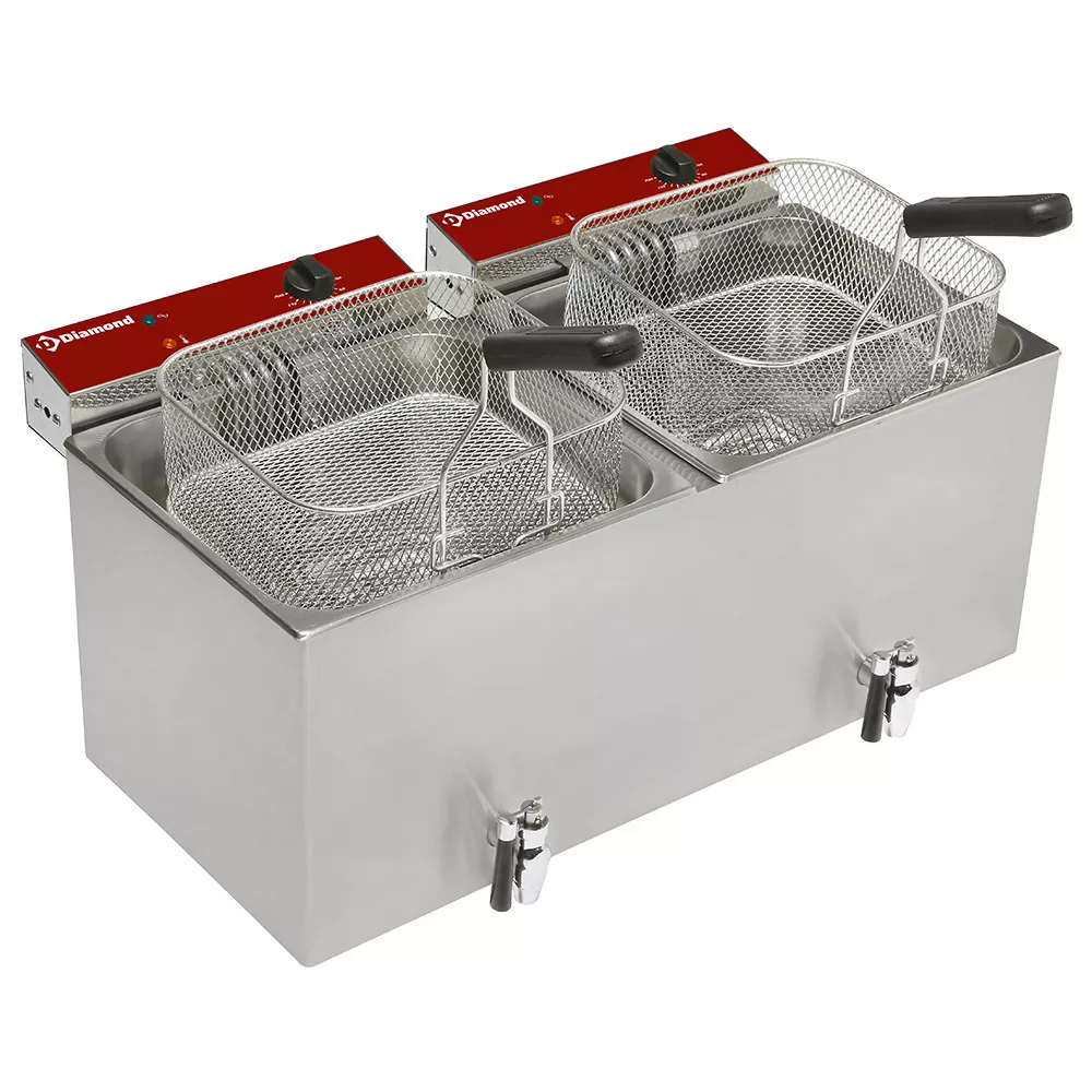 Elektrisk Dobbelt frituregryde 2x12 Liter med Haner – 6,4 kW
