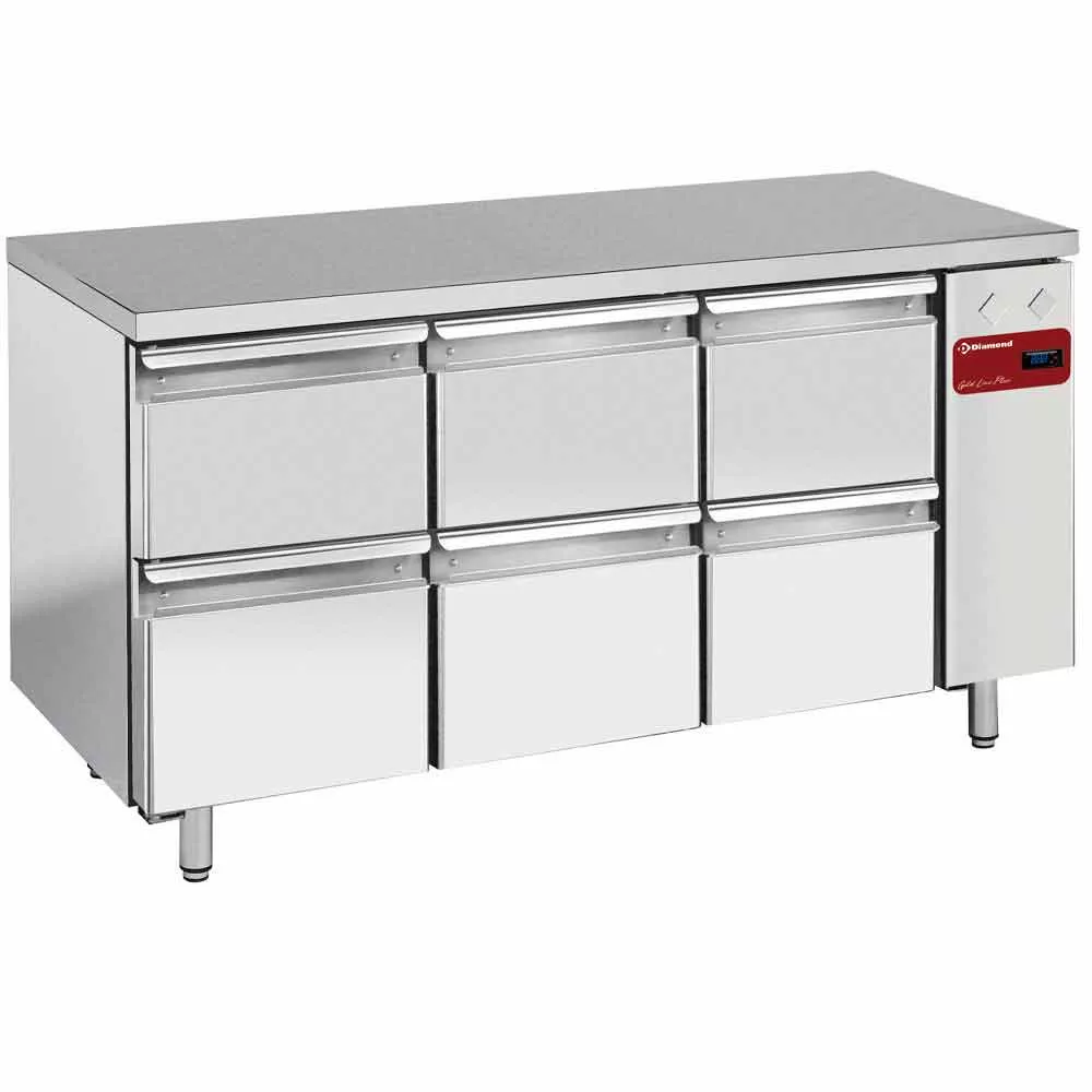 Kølebord til Ekstern Kompressor – 6 Skuffer GN 1/1 – B1590 x D700 x H880/900 mm