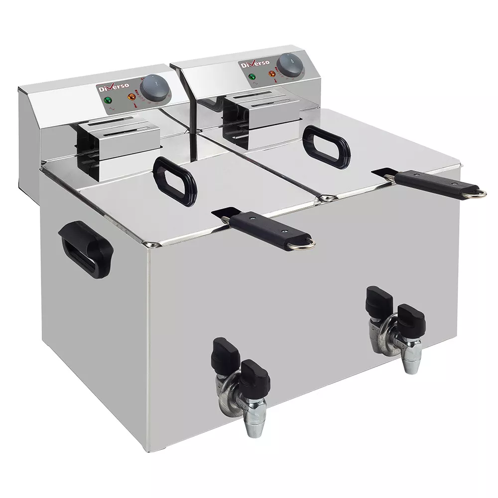 Dobbelt El Frituregryde - 2x8 Liter med Aftapningshaner – 7 kW – 230 V