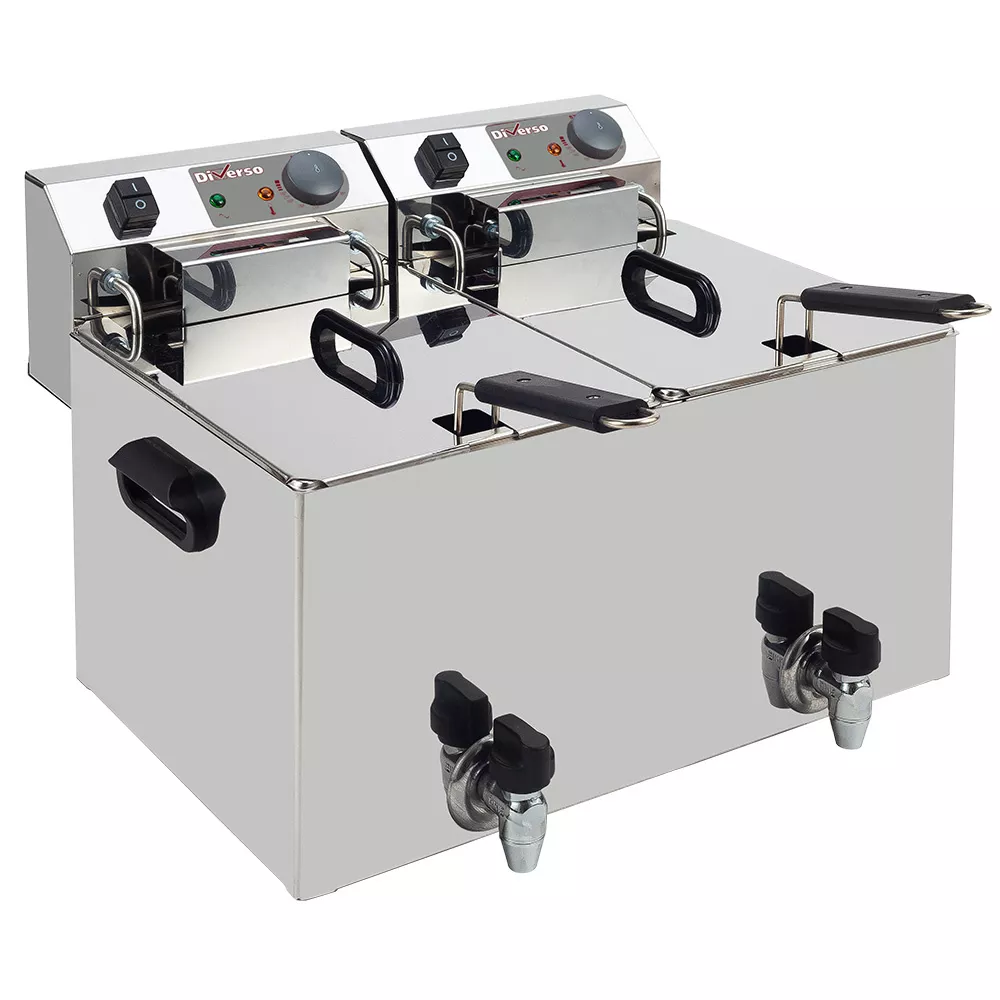 Dobbelt El Frituregryde - 2x10 Liter med Aftapningshaner – 9 kW