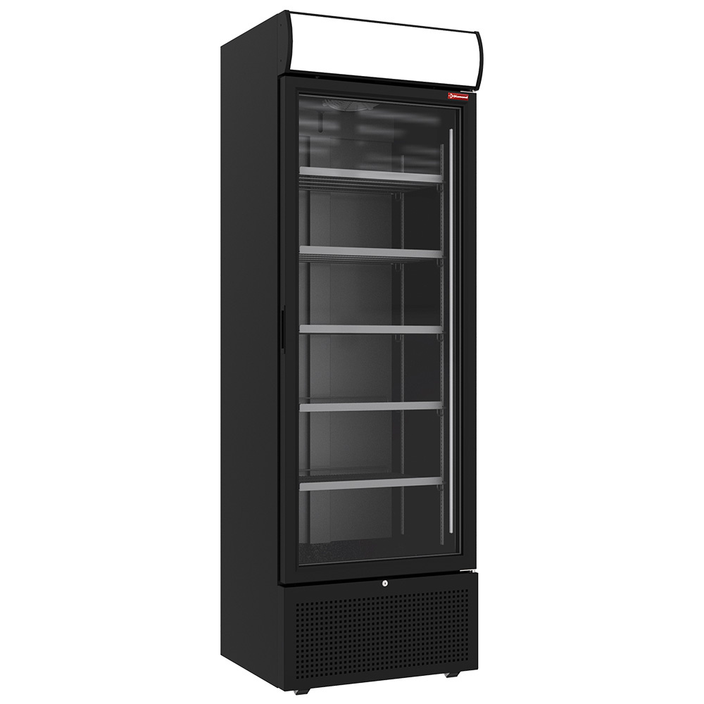 Displaykøleskab 494 L med Lysskilt – Sort - B680 x D652 x H2130 mm