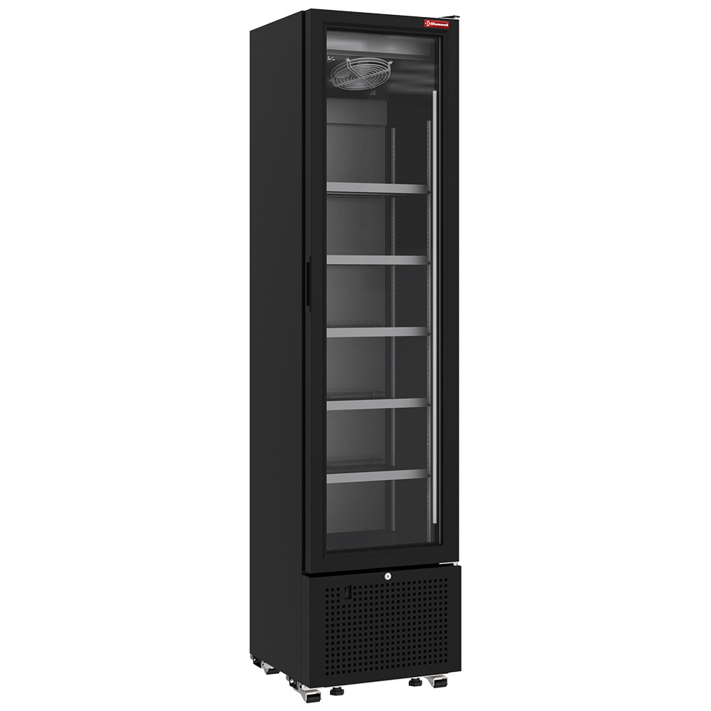 Flaskekøler i Sort – 221 L – Smalt Design – 260 Dåser – B450 x D497 x H1881 mm