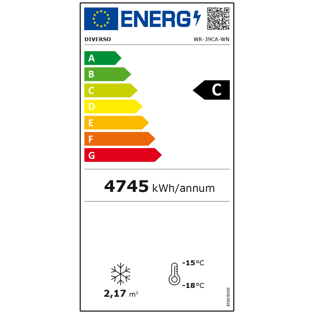 Displayfryser 374 L med Lysskilt – Hvid - B640 x D670 x H1980 mm