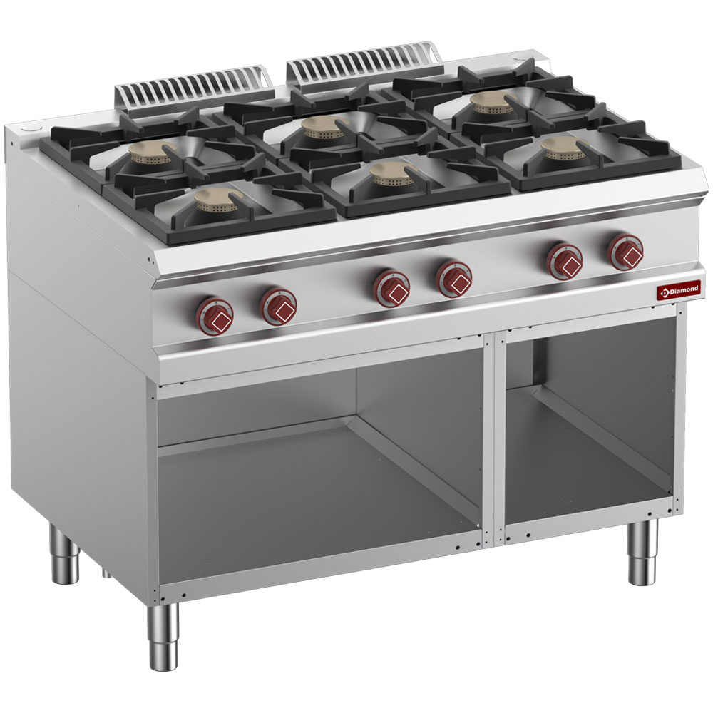 Gaskomfur med 6 blus på åbent understel – 1100x700 mm – Optima 700