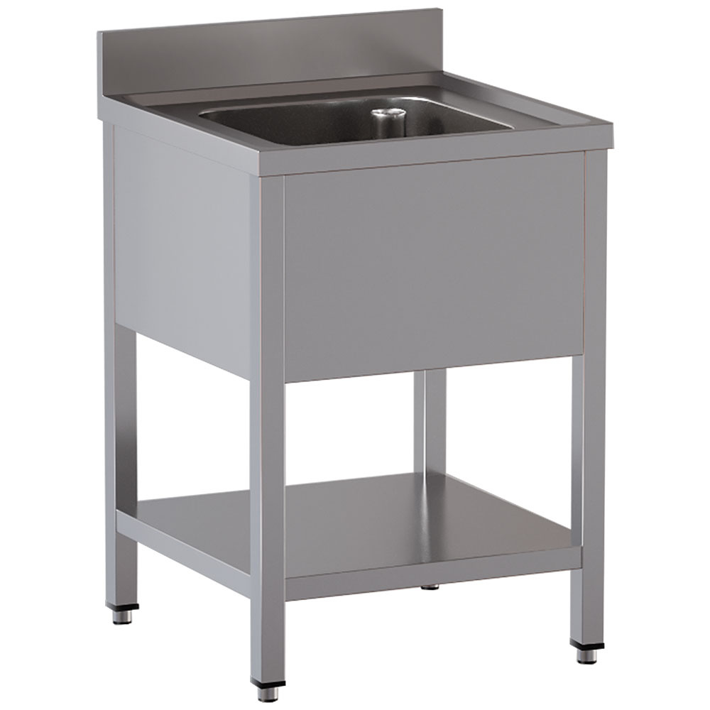 Vaskebord med 1 vask og hylde – 600x600 mm