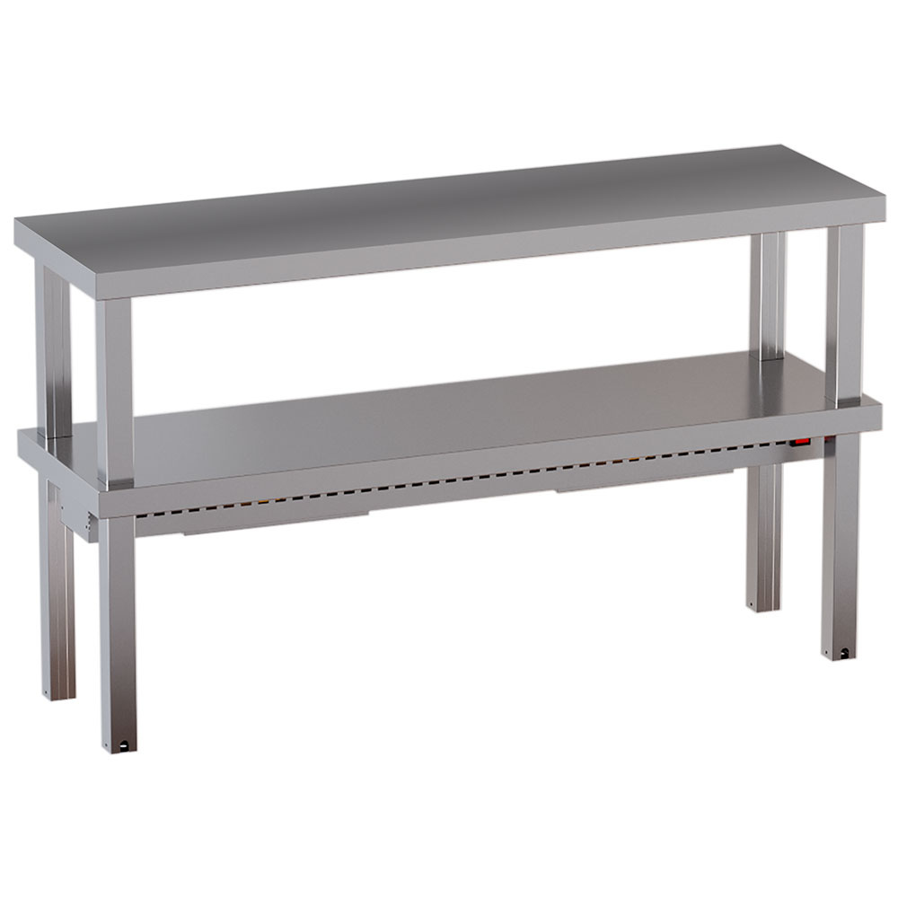 Bred opvarmet kokkehylde med 2 etager – 1400x300 mm – Keramisk varme